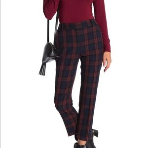 Plaid Maroon & Navy High Waisted Trousers